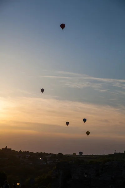 Hot air balloon in sky Stock Photo