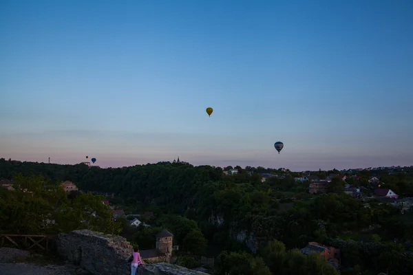 Hot air balloon in sky Stock Picture