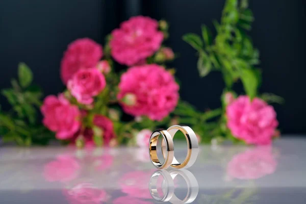 Dos Tonos Oro Rosa Anillos Boda Oro Blanco Anillos Boda — Foto de Stock