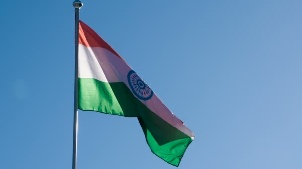 Drapeau Indien Agite Vent Big State Flag Est Illuminé Par — Video