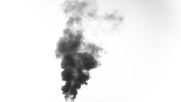 Wschodzące Chmury Czarnego Dymu Czarny Dym Powstaje Dużego Płonącego Obiektu — Wideo stockowe