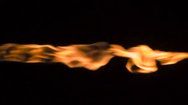 Wriggling Flame Torch Burning Gas Jet Sways Bright Orange Stream — Stock Video