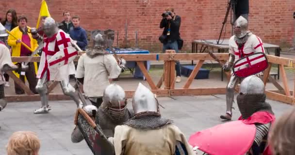 Petersburg Russia July 2019 Knights Battle Reconstruction Traditional Knight Tournament — Stock Video