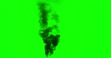 Kara Duman yukarı fırlıyor. Alfa Kanalı. Yanan büyük bir cisimden siyah duman yükselir. Kameradan orta mesafede yanmış ekipman ve binaları canlandırmak için ideal.