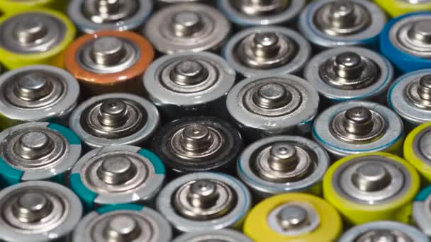 Preparing Batteries Recycling Dense Array Batteries Moving Slight Rotation Close — Stock Video