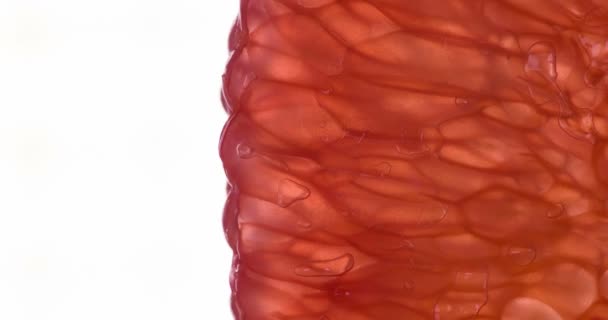 Saftige Grapefruit Lobule Auspressen Scheiben Und Stücke Von Grapefruit Werden — Stockvideo