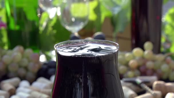 Tropfen Wein sorgen für Spritzer. — Stockvideo