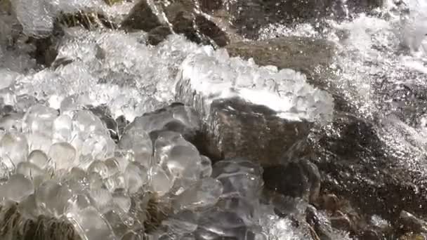 Cascada rodeada de hielo — Vídeos de Stock