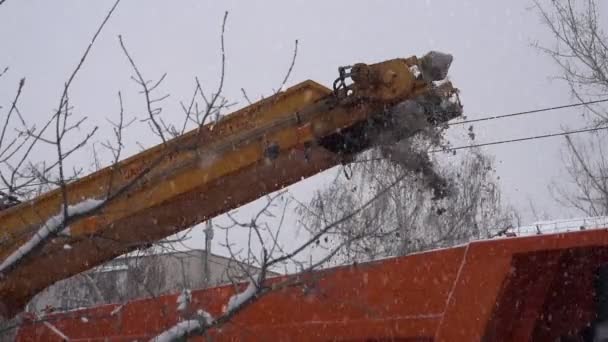 Snowplows in action. Slow Motion — Stock Video
