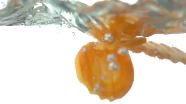 Carottes tranchées dans l'eau . — Video