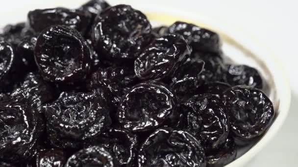 Dried Prunes in a Plate. — Stock Video