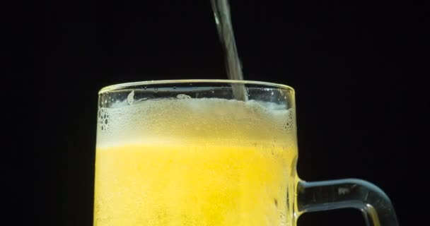 La cerveza se vierte en la corriente delgada — Vídeos de Stock