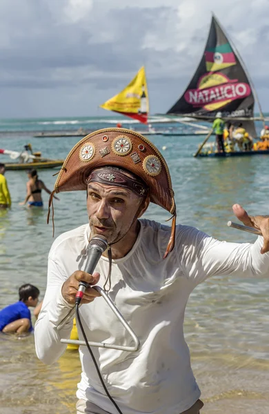 Пляжная певица на северо-востоке Бразилии — стоковое фото