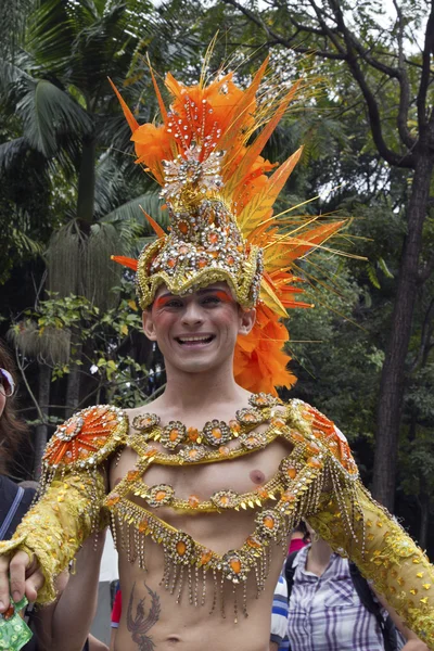 One person wearing costume in Pride Parade Sao Paulo — Stock Photo, Image