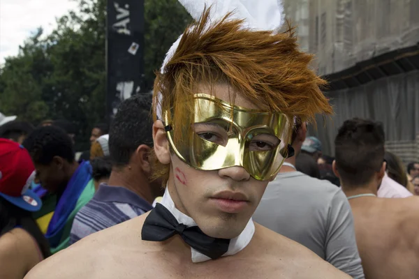 One person wearing costume in Pride Parade Sao Paulo — Stock Photo, Image