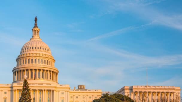 ABD Kongre Binası 'nın gün batımında zaman aşımı, Washington DC — Stok video