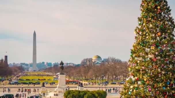 Time lapse of mall near US Capitol at Christmas, Washington DC — Vídeo de stock