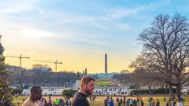 Waktu lapse mal dekat US Capitol di Natal, Washington DC — Stok Video