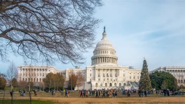 Time lapse of US Capitol en Navidad, Washington DC — Vídeos de Stock