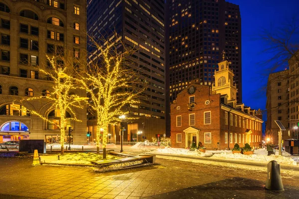 Boston vecchia casa di stato di notte — Foto Stock