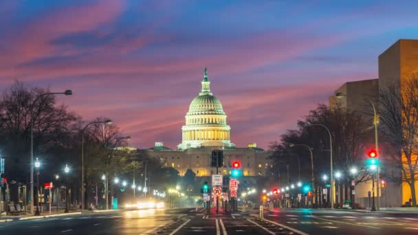 Pennsylvania Avenue e US Capitol di notte, Washington DC, USA — Video Stock