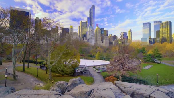 Höstmorgon i New York Central Park — Stockvideo