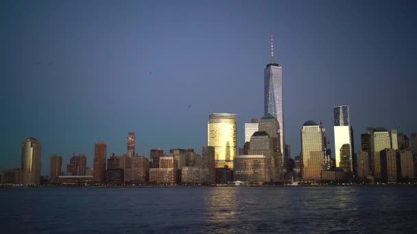Downtown Manhattan ορίζοντα τη νύχτα — Αρχείο Βίντεο