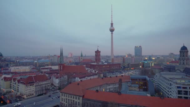 Berlino vista aerea al crepuscolo, Germania — Video Stock