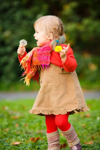 Little girl walking in the park — Stock Photo, Image