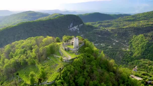 Ανακωπία Αρχαίο Φρούριο Στην Αμπχαζία Αεροφωτογραφία — Αρχείο Βίντεο