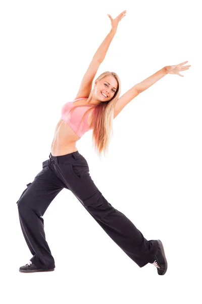 Lycklig kvinna dansar — Stockfoto