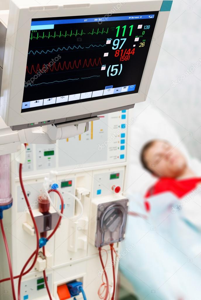 Patient with cardiogram monitor