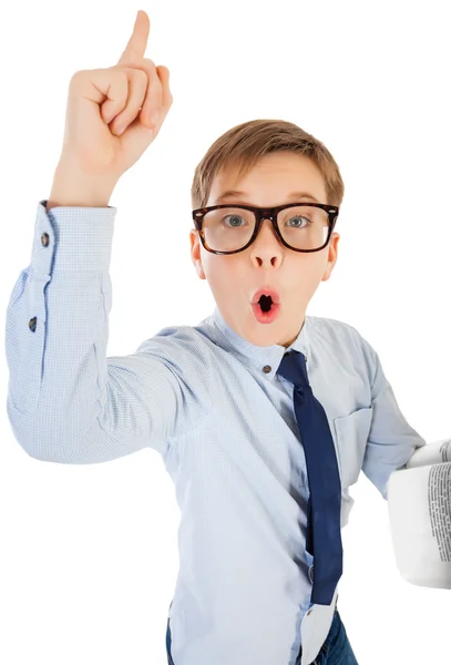 Boy Surprised With Book — Stock Photo, Image