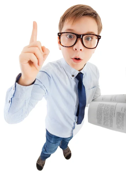 Boy Surprised With Book — Stock Photo, Image