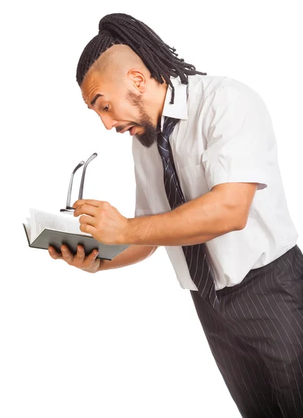 Crazy Student with Book — Stock Photo, Image