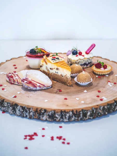 Mix Sweet Valentine Day Cakes Wooden Table Your Love Stock Image