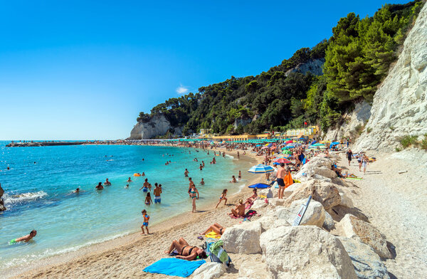 Sirolo beach in Conero national park, Italy