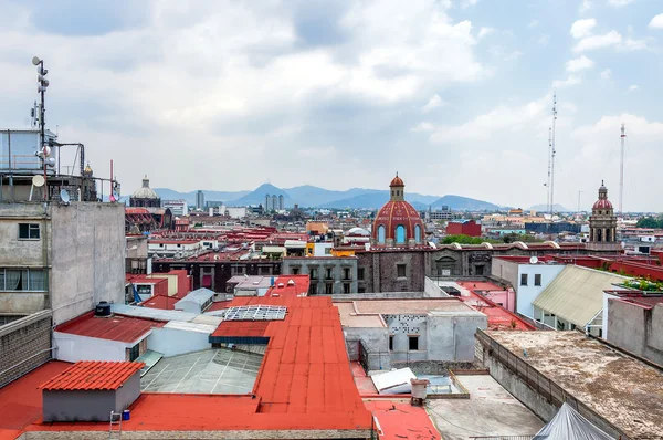 Vista del día del zócalo de la Ciudad de México desde los tejados — Foto de Stock