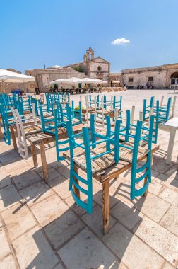 Marzamemi küçük balıkçı köyü Güneydoğu Sicilya - İtalya