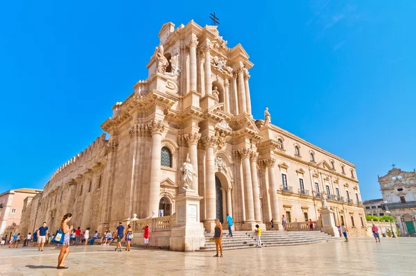 Piazza del Duomo a Ortigia, Siracusa, Italia — Foto Stock