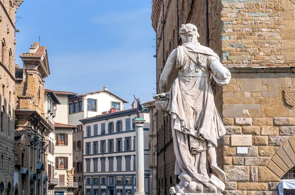 Historické centrum a sochy ve Florencii, Itálie — Stock fotografie