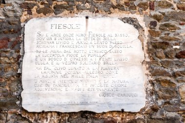 marble plate on wall in Fiesole monastery clipart
