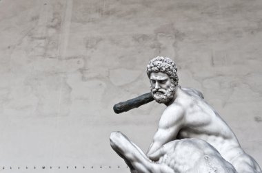 Hercules beating the centaur Nessus statue in Florence, Italy clipart