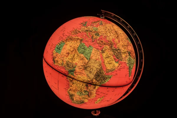 Terrestrial globe on black background — Stock Photo, Image