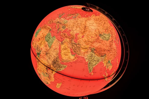 Terrestrial globe on black background — Stock Photo, Image