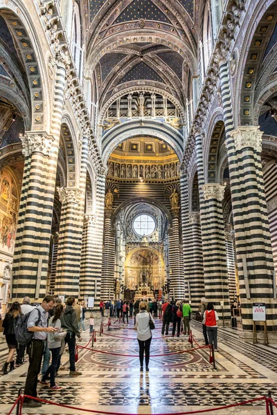 Santa Maria Assuntan katedraalin sisätilat Sienassa — kuvapankkivalokuva