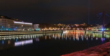 Lyon manzarası ışık Festivali sırasında