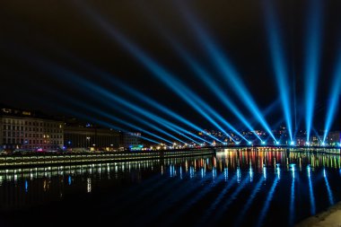 Lyon manzarası ışık Festivali sırasında