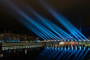 Lyon manzarası ışık Festivali sırasında