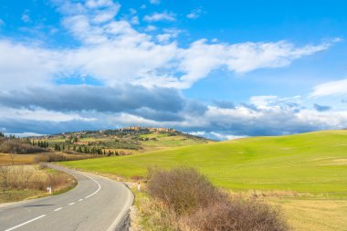 Pastoral Tuscan Peyzaj ve Pienza manzarası, Val dorcia, İtalya